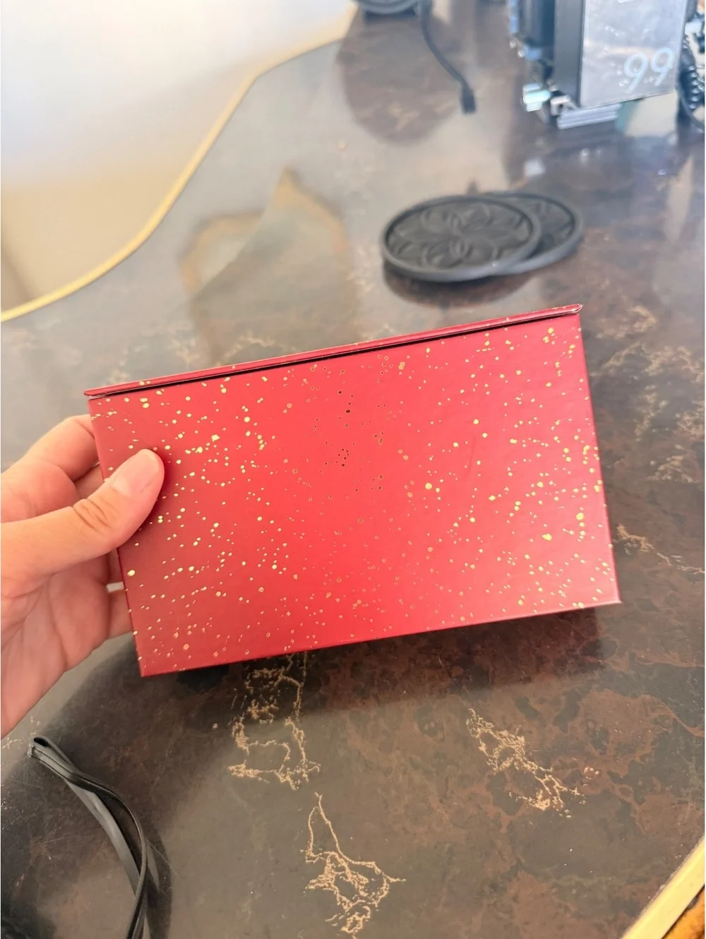 Dior Red and Gold Decorative Storage Box with Mirror